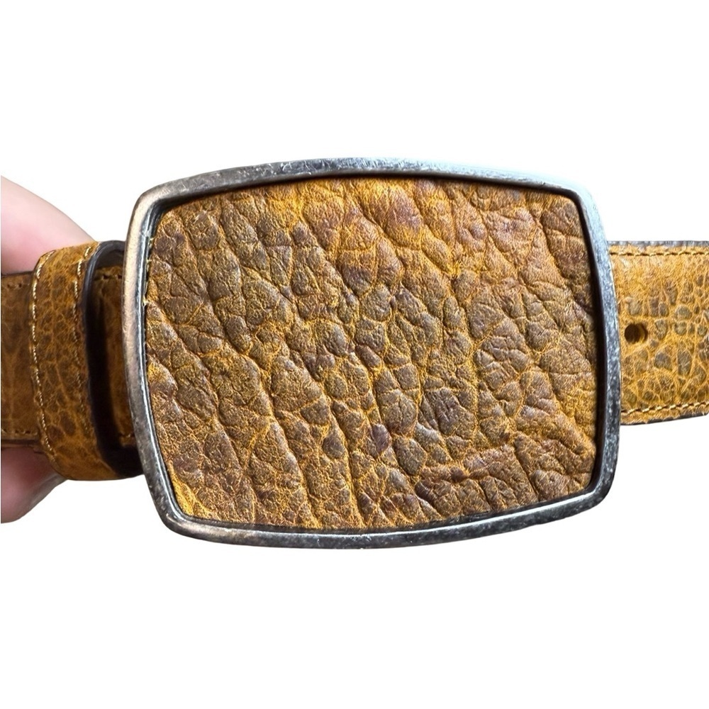 Messicano Leather Belt with Textured Buckle, Size 34, Tan, Like New Condition - Picture 2 of 10